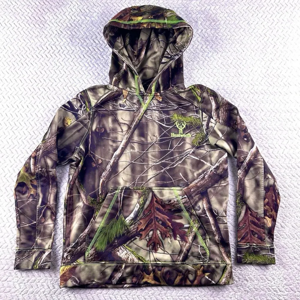 Huntworth Hoodie, Youth Boy's Size Medium, Brown, Camouflage, Pullover- Oak Tree